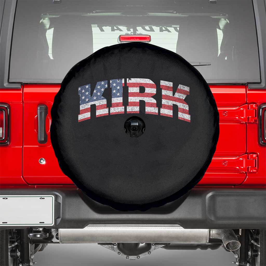 Kirk Spare Tire Cover American Flag Charlie Kirk Last Name Surname Team TS10 Black Print Your Wear