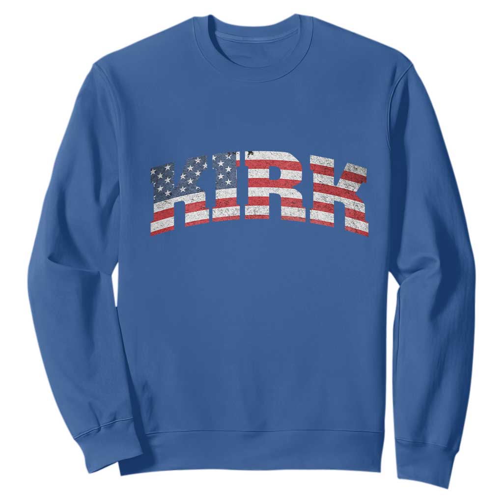 Kirk Sweatshirt American Flag Charlie Kirk Last Name Surname Team TS10 Royal Blue Print Your Wear