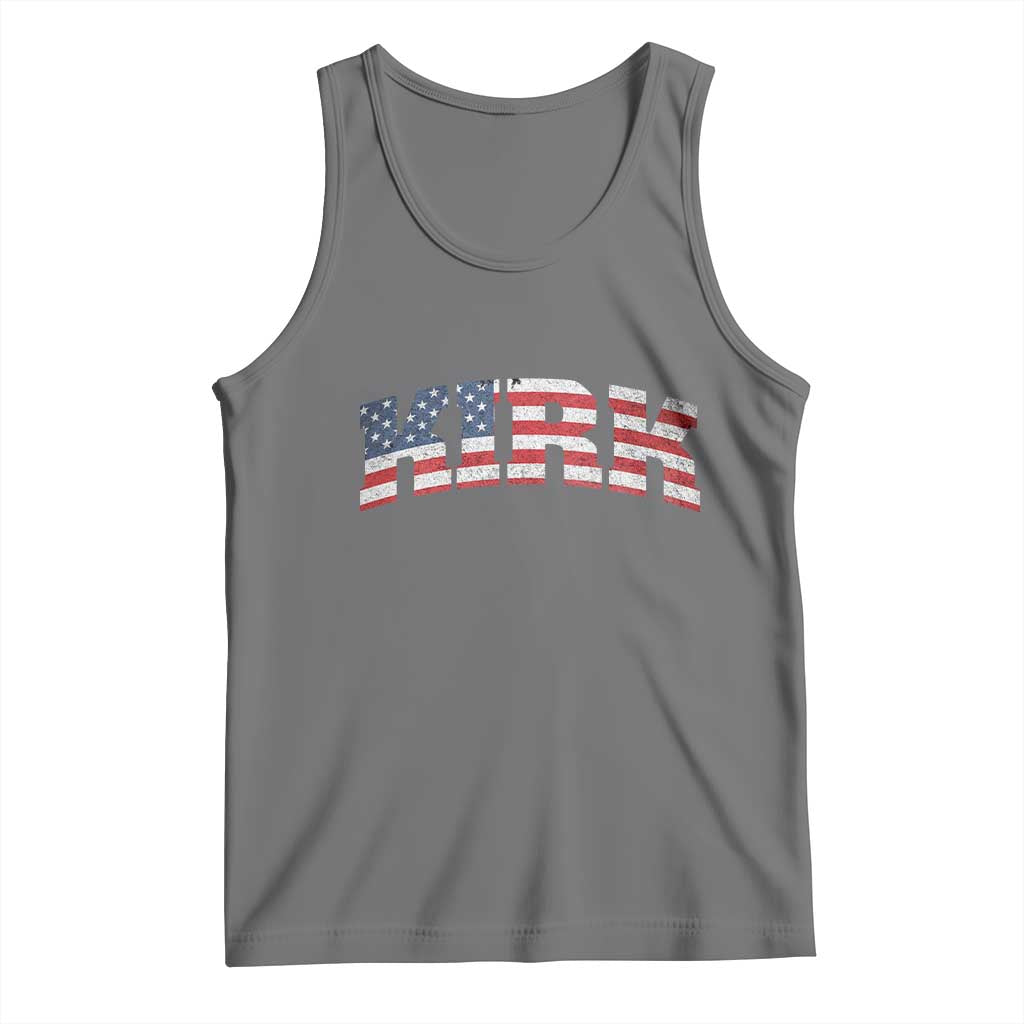 Kirk Tank Top American Flag Charlie Kirk Last Name Surname Team TS10 Black Heather Print Your Wear