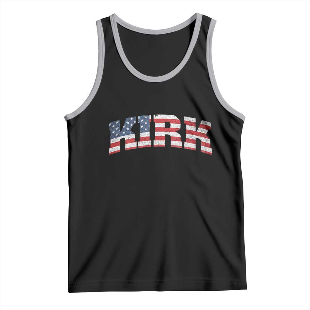 Kirk Tank Top American Flag Charlie Kirk Last Name Surname Team TS10 Black Athletic Heather Print Your Wear