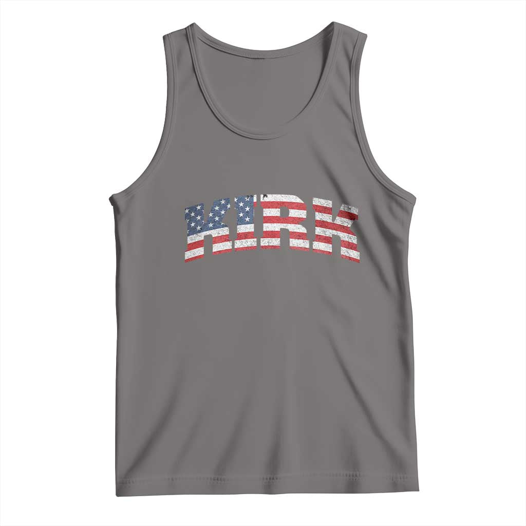 Kirk Tank Top American Flag Charlie Kirk Last Name Surname Team TS10 Deep Heather Print Your Wear
