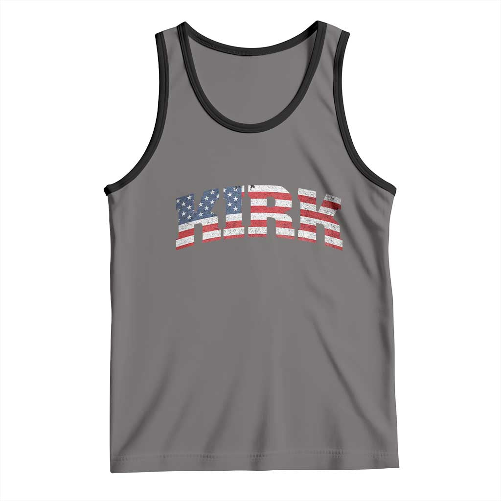 Kirk Tank Top American Flag Charlie Kirk Last Name Surname Team TS10 Deep Heather Black Print Your Wear