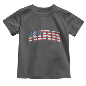Kirk Toddler T Shirt American Flag Charlie Kirk Last Name Surname Team TS10 Dark Heather Print Your Wear