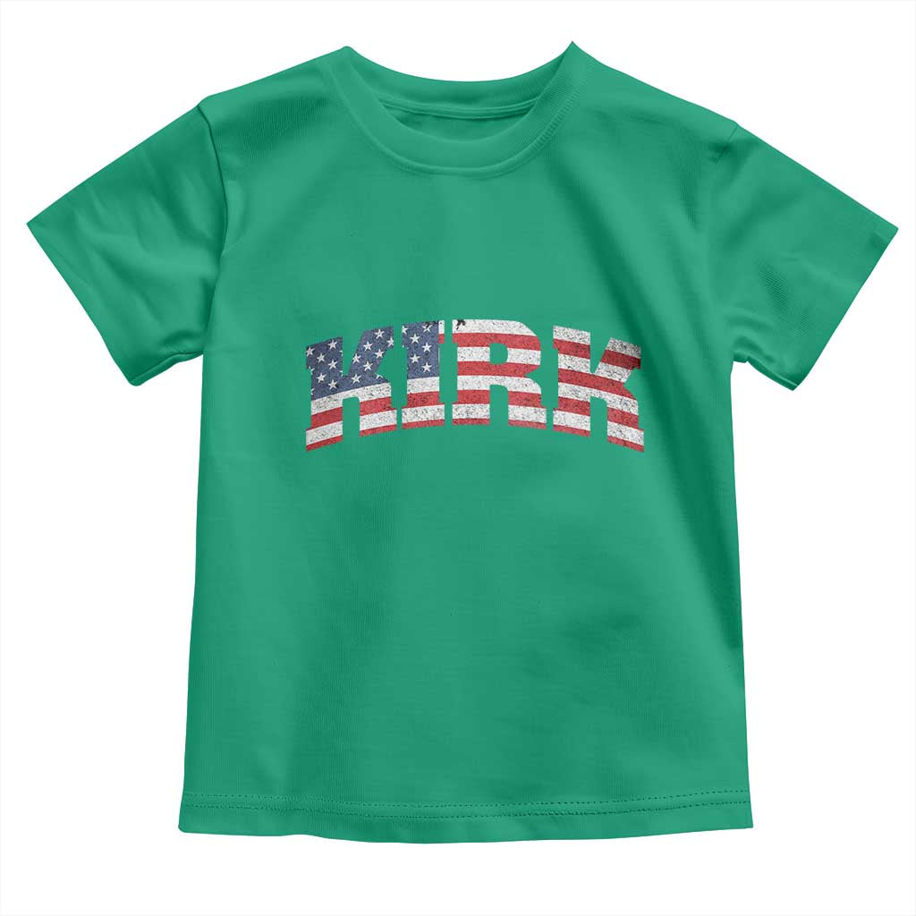 Kirk Toddler T Shirt American Flag Charlie Kirk Last Name Surname Team TS10 Irish Green Print Your Wear