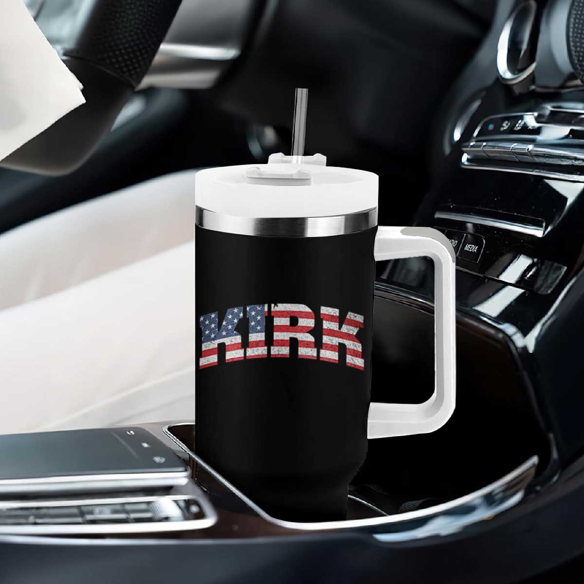 Kirk Tumbler With Handle American Flag Charlie Kirk Last Name Surname Team TS10 Print Your Wear