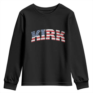 Kirk Youth Sweatshirt American Flag Charlie Kirk Last Name Surname Team TS10 Black Print Your Wear