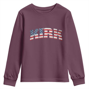 Kirk Youth Sweatshirt American Flag Charlie Kirk Last Name Surname Team TS10 Maroon Print Your Wear