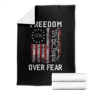 Freedom Over Fear Throw Blanket Vintage US American Flag TS10 Black Print Your Wear