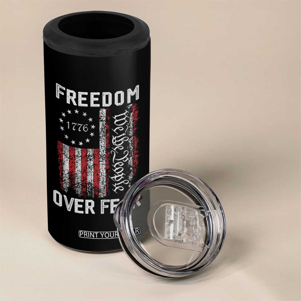 Freedom Over Fear 4 in 1 Can Cooler Tumbler Vintage US American Flag TS10 Print Your Wear