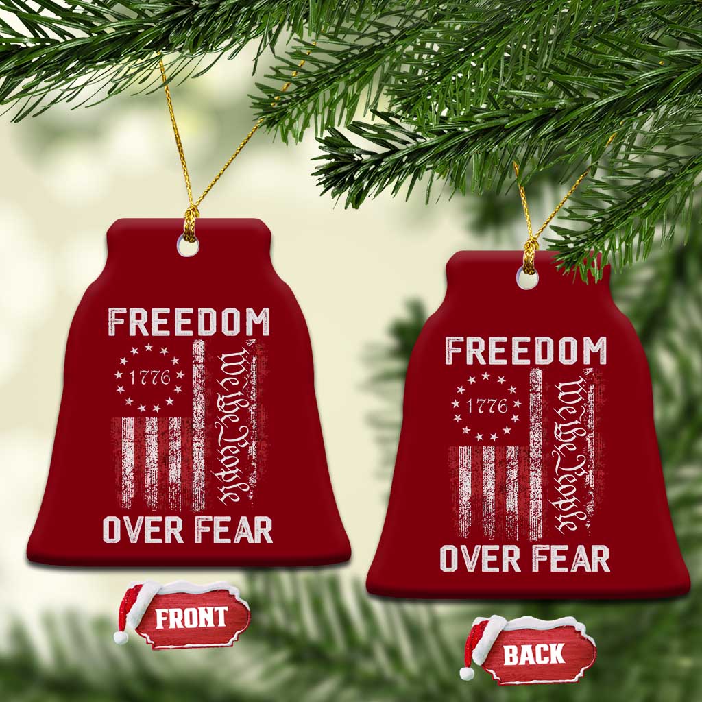 Freedom Over Fear Ceramic Ornament Vintage US American Flag TS10 Print Your Wear