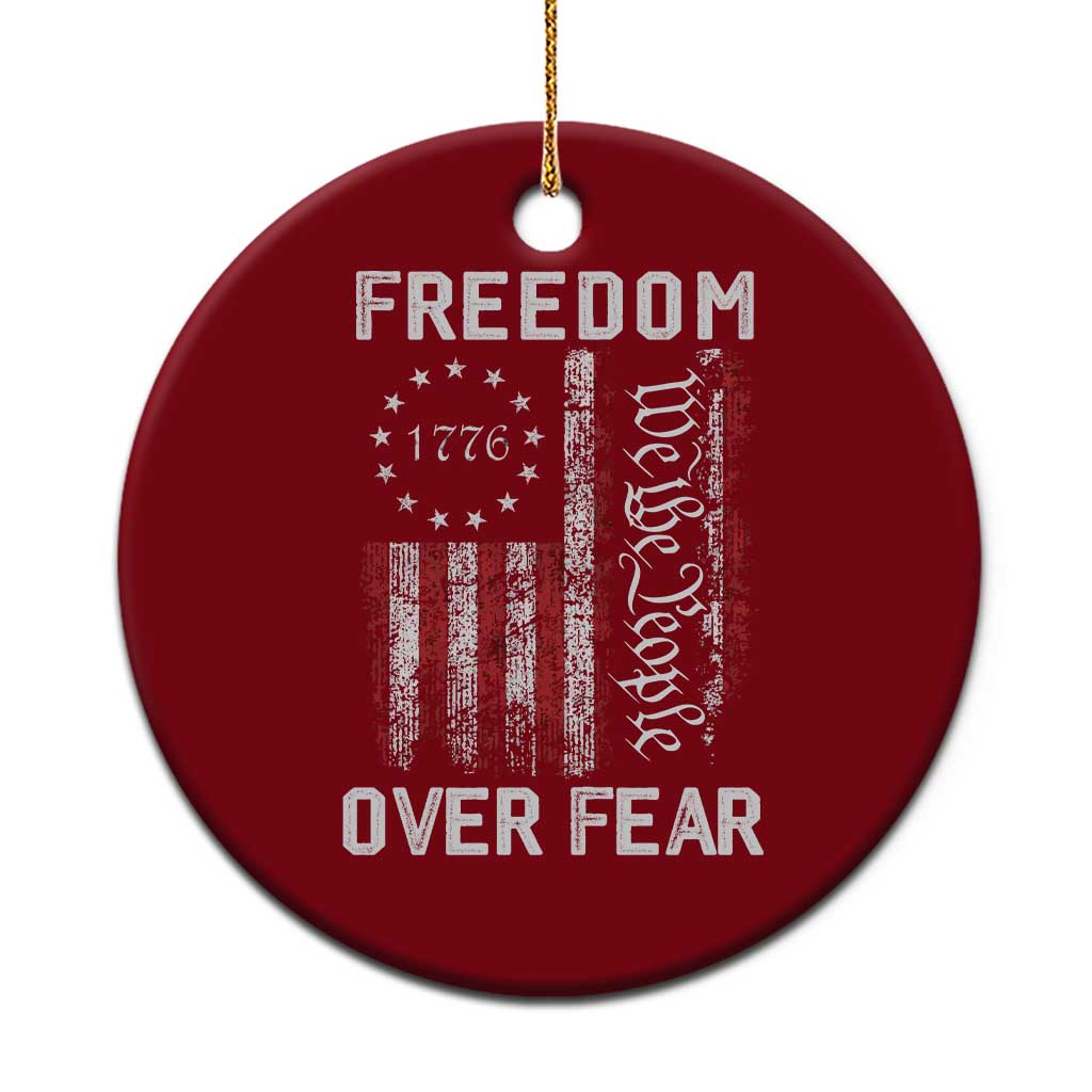 Freedom Over Fear Ceramic Ornament Vintage US American Flag TS10 1pc Red Print Your Wear