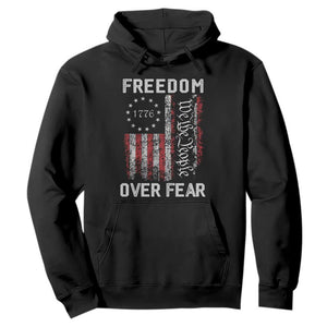 Freedom Over Fear Hoodie Vintage US American Flag TS10 Black Print Your Wear
