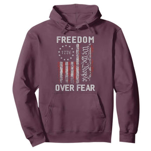 Freedom Over Fear Hoodie Vintage US American Flag TS10 Maroon Print Your Wear
