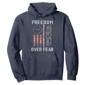 Freedom Over Fear Hoodie Vintage US American Flag TS10 Navy Print Your Wear