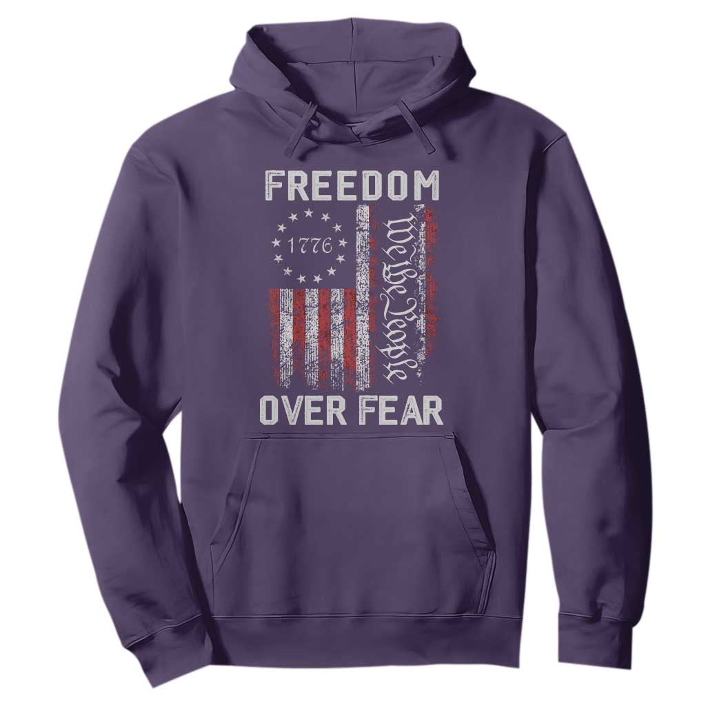Freedom Over Fear Hoodie Vintage US American Flag TS10 Purple Print Your Wear