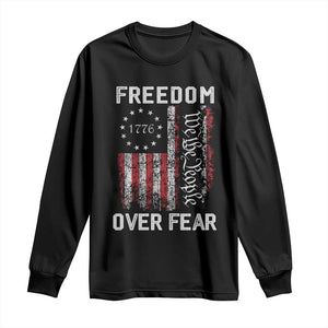 Freedom Over Fear Long Sleeve Shirt Vintage US American Flag TS10 Black Print Your Wear
