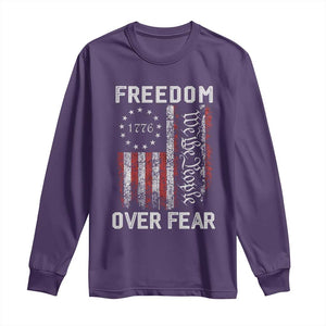 Freedom Over Fear Long Sleeve Shirt Vintage US American Flag TS10 Purple Print Your Wear