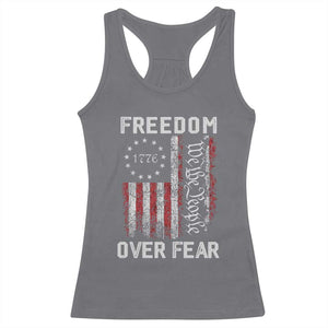 Freedom Over Fear Racerback Tank Top Vintage US American Flag TS10 Charcoal Print Your Wear