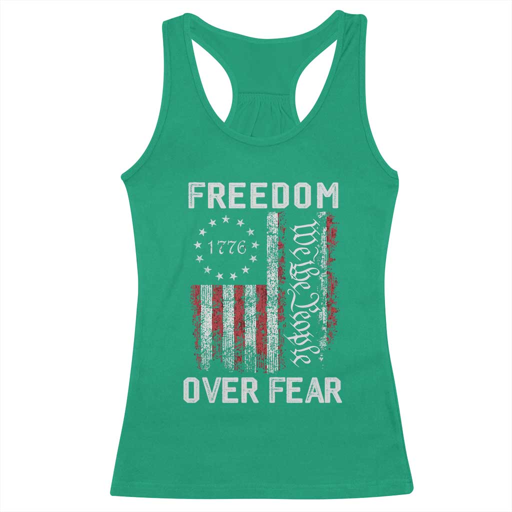 Freedom Over Fear Racerback Tank Top Vintage US American Flag TS10 Irish Green Print Your Wear