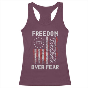 Freedom Over Fear Racerback Tank Top Vintage US American Flag TS10 Maroon Print Your Wear
