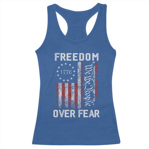 Freedom Over Fear Racerback Tank Top Vintage US American Flag TS10 Royal Blue Print Your Wear