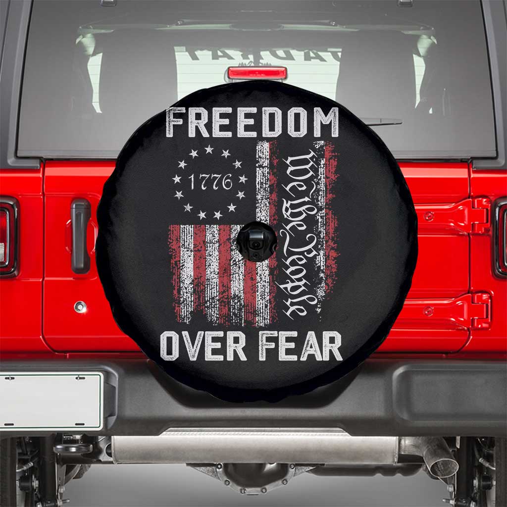 Freedom Over Fear Spare Tire Cover Vintage US American Flag TS10 Black Print Your Wear