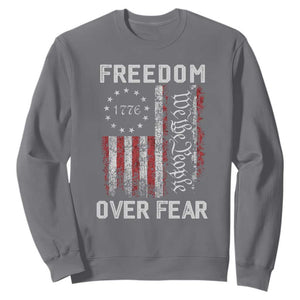 Freedom Over Fear Sweatshirt Vintage US American Flag TS10 Charcoal Print Your Wear