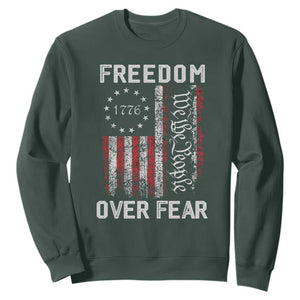 Freedom Over Fear Sweatshirt Vintage US American Flag TS10 Dark Forest Green Print Your Wear