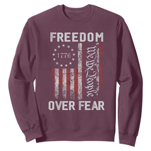 Freedom Over Fear Sweatshirt Vintage US American Flag TS10 Maroon Print Your Wear