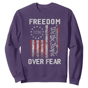 Freedom Over Fear Sweatshirt Vintage US American Flag TS10 Purple Print Your Wear