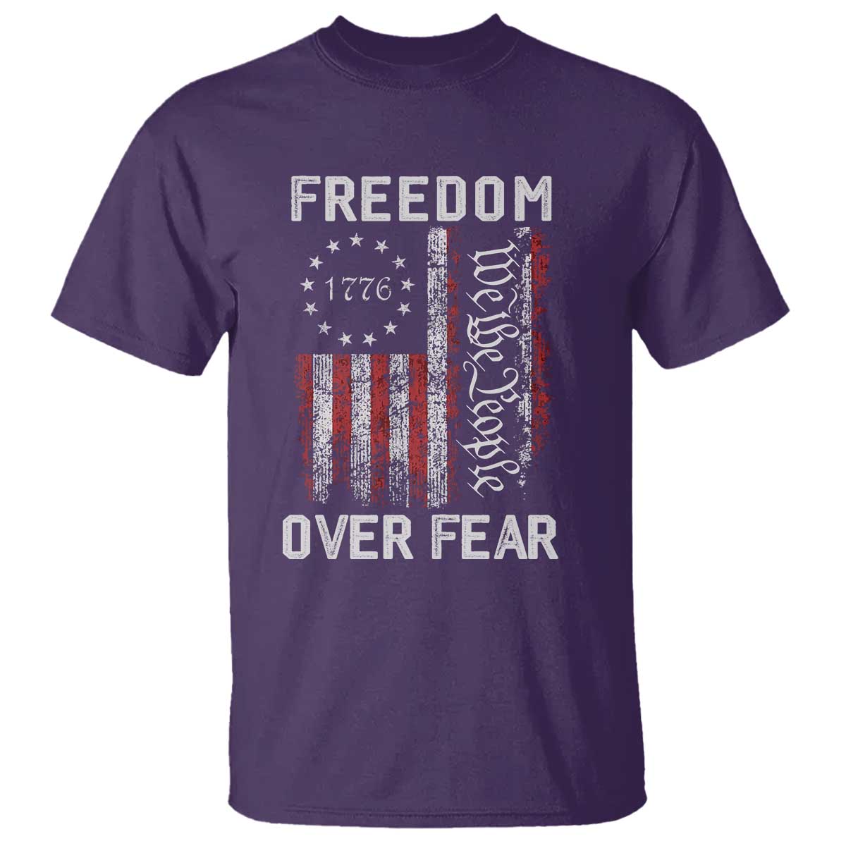 Freedom Over Fear T Shirt Vintage US American Flag TS10 Purple Print Your Wear