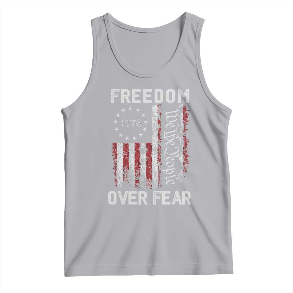 Freedom Over Fear Tank Top Vintage US American Flag TS10 Athletic Heather Print Your Wear