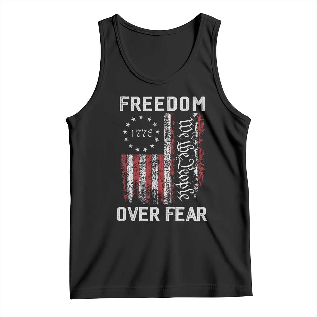 Freedom Over Fear Tank Top Vintage US American Flag TS10 Black Print Your Wear
