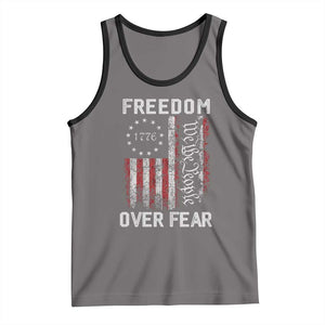 Freedom Over Fear Tank Top Vintage US American Flag TS10 Deep Heather Black Print Your Wear