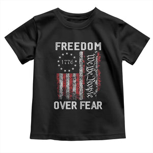Freedom Over Fear Toddler T Shirt Vintage US American Flag TS10 Black Print Your Wear