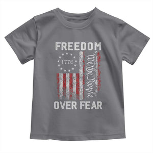 Freedom Over Fear Toddler T Shirt Vintage US American Flag TS10 Charcoal Print Your Wear