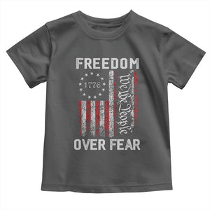 Freedom Over Fear Toddler T Shirt Vintage US American Flag TS10 Dark Heather Print Your Wear