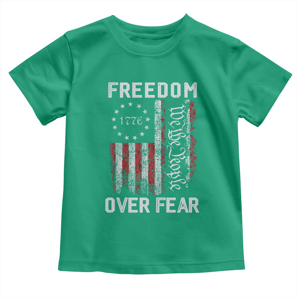 Freedom Over Fear Toddler T Shirt Vintage US American Flag TS10 Irish Green Print Your Wear