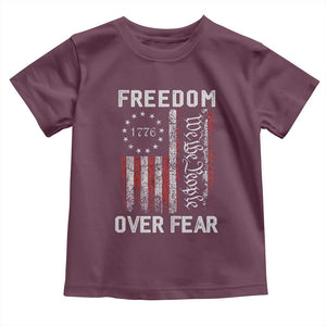 Freedom Over Fear Toddler T Shirt Vintage US American Flag TS10 Maroon Print Your Wear
