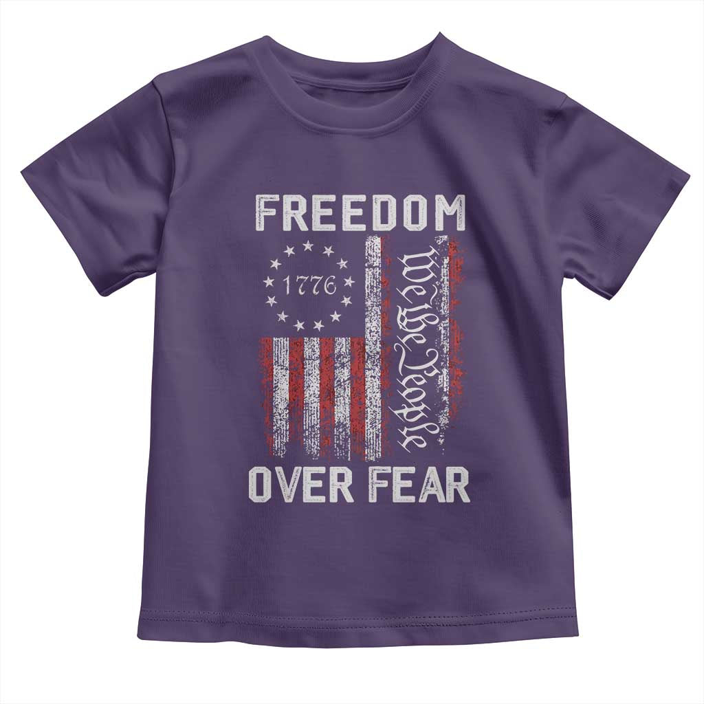 Freedom Over Fear Toddler T Shirt Vintage US American Flag TS10 Purple Print Your Wear