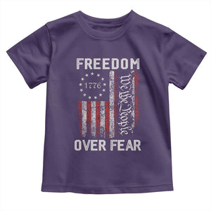 Freedom Over Fear Toddler T Shirt Vintage US American Flag TS10 Purple Print Your Wear