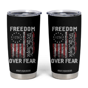 Freedom Over Fear Tumbler Cup Vintage US American Flag TS10 Black Print Your Wear