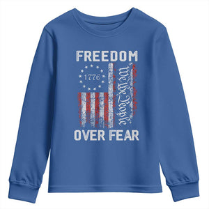 Freedom Over Fear Youth Sweatshirt Vintage US American Flag TS10 Royal Blue Print Your Wear