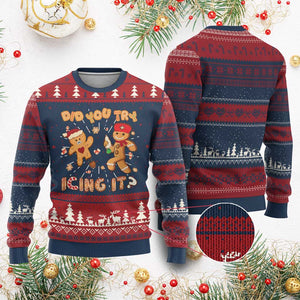 Funny Christmas Nurse Ugly Christmas Sweater Did You Try Icing It Gingerbread Man TS10 Burgundy Print Your Wear