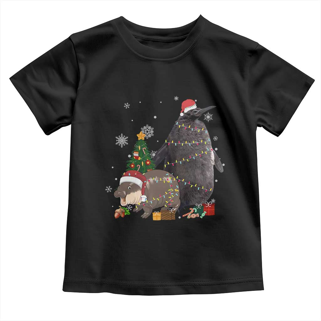 Christmas Pesto and Moo Deng Friendship Baby Shirt King Penguin Baby Hippo Viral Meme TS10 Black Print Your Wear