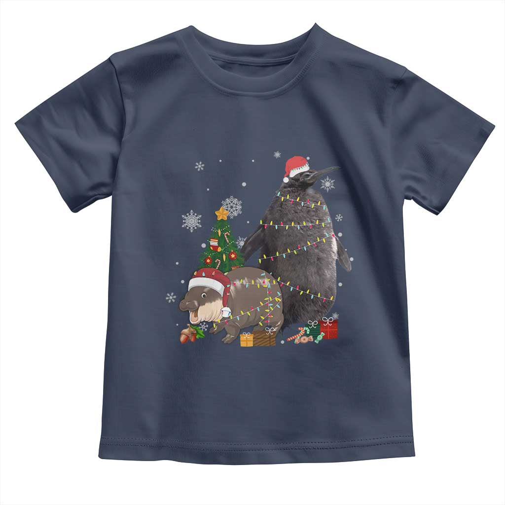 Christmas Pesto and Moo Deng Friendship Baby Shirt King Penguin Baby Hippo Viral Meme TS10 Navy Print Your Wear
