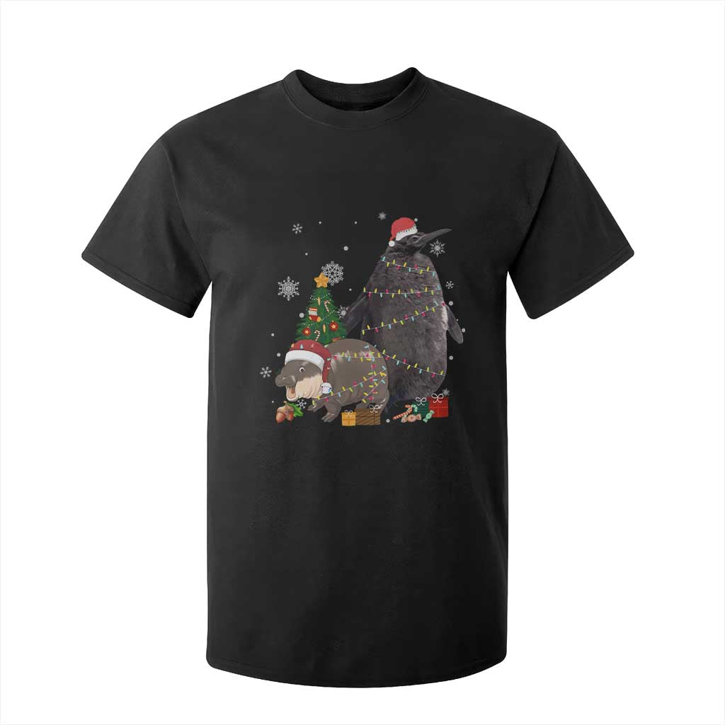 Christmas Pesto and Moo Deng Friendship T Shirt For Kid King Penguin Baby Hippo Viral Meme TS10 Black Print Your Wear