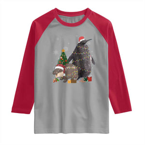 Christmas Pesto and Moo Deng Friendship Raglan Shirt King Penguin Baby Hippo Viral Meme TS10 Sport Gray Red Print Your Wear