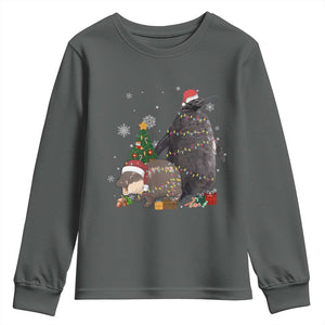 Christmas Pesto and Moo Deng Friendship Youth Sweatshirt King Penguin Baby Hippo Viral Meme TS10 Dark Heather Print Your Wear