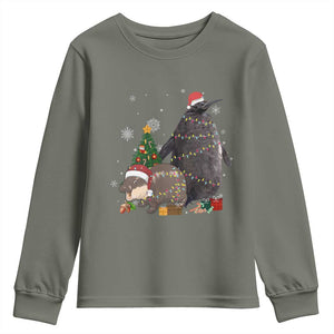 Christmas Pesto and Moo Deng Friendship Youth Sweatshirt King Penguin Baby Hippo Viral Meme TS10 Military Green Print Your Wear